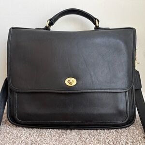 COACH Vintage Colebrook Briefcase Black Leather Messenger Shoulder Bag 5181 READ